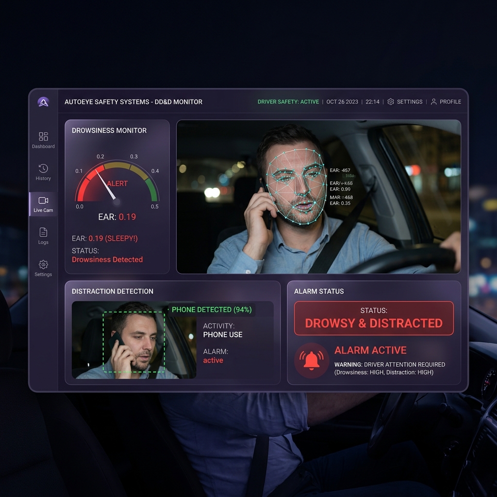 Driver Drowsiness Safety Monitor Mockup