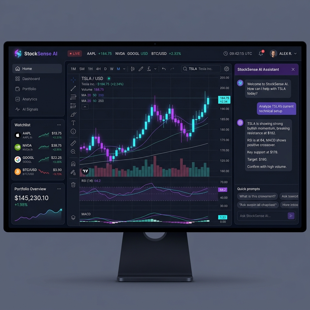 StockSense AI Financial Dashboard Mockup